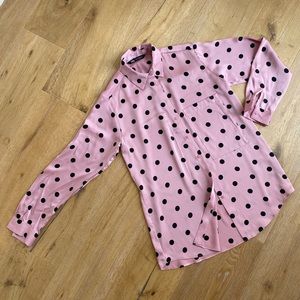 Zara Pink/Black Polka Dot Button Down